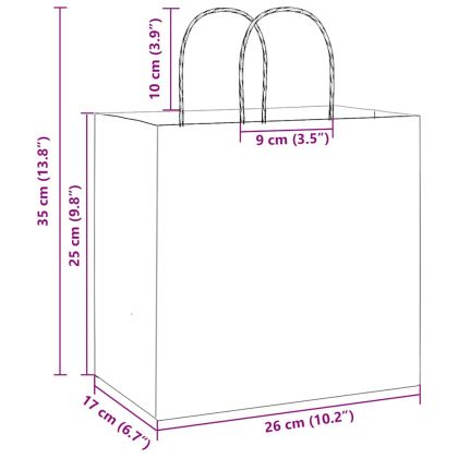 Хартиени торбички 250 бр с дръжки бели 26x17x25 см
