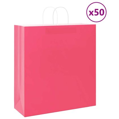 Хартиени торбички 50 бр с дръжки розови 45x17x48 см