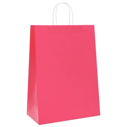 Хартиени торбички 250 бр с дръжки розови 32x17x44 см