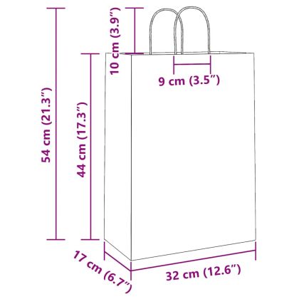 Хартиени торбички 250 бр с дръжки розови 32x17x44 см