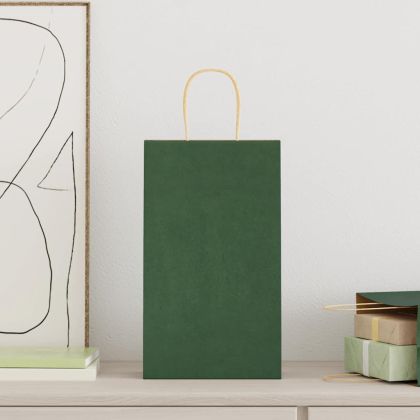 Хартиени торбички 250 бр с дръжки зелени 21x11x36 см