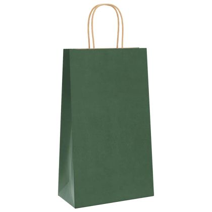 Хартиени торбички 250 бр с дръжки зелени 21x11x36 см