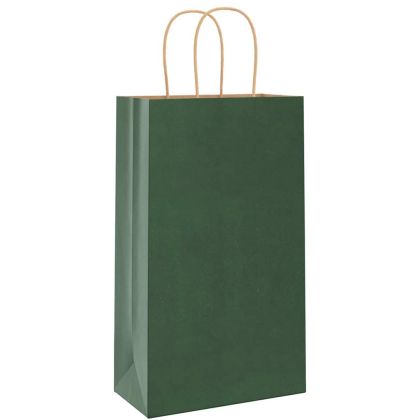Хартиени торбички 250 бр с дръжки зелени 21x11x36 см
