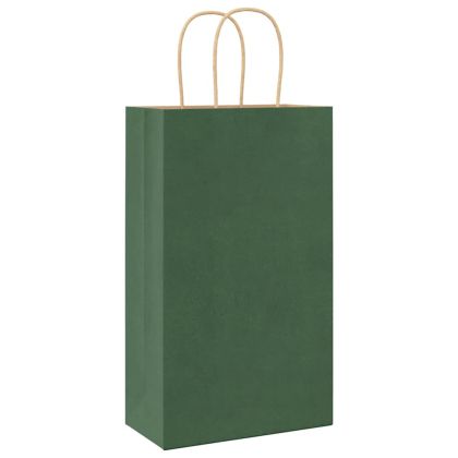 Хартиени торбички 250 бр с дръжки зелени 21x11x36 см