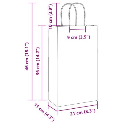 Хартиени торбички 250 бр с дръжки зелени 21x11x36 см