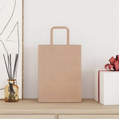 Хартиени торбички 50 бр с дръжки кафяви 21x11x28 см