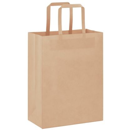 Хартиени торбички 50 бр с дръжки кафяви 21x11x28 см