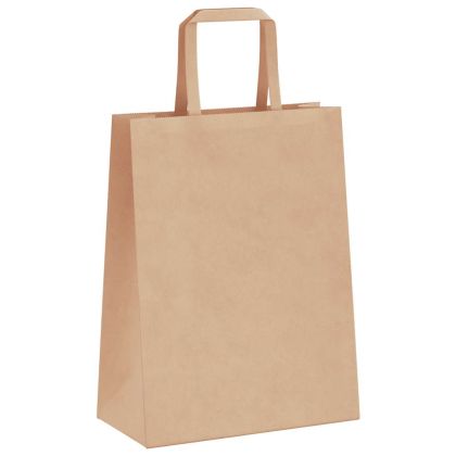 Хартиени торбички 50 бр с дръжки кафяви 21x11x28 см