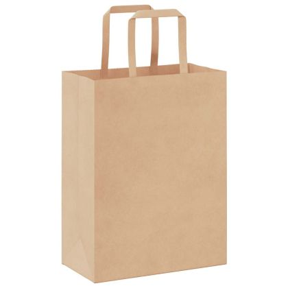 Хартиени торбички 50 бр с дръжки кафяви 21x11x28 см