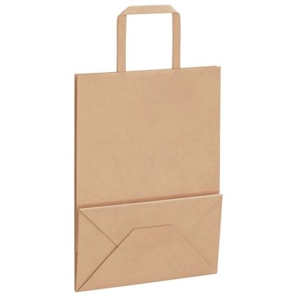 Хартиени торбички 50 бр с дръжки кафяви 21x11x28 см