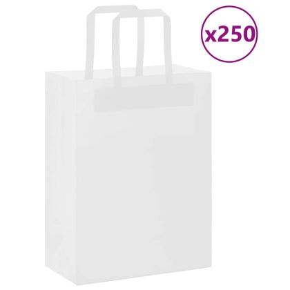 Хартиени торбички 250 бр с дръжки бели 21x11x28 см