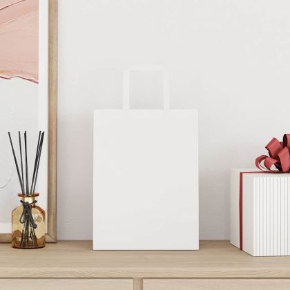 Хартиени торбички 250 бр с дръжки бели 21x11x28 см