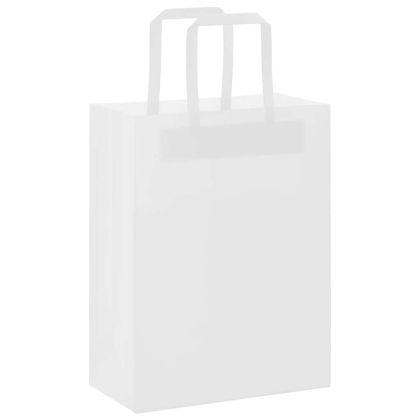 Хартиени торбички 250 бр с дръжки бели 21x11x28 см