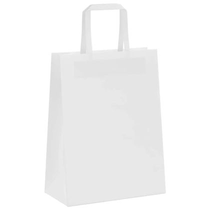 Хартиени торбички 250 бр с дръжки бели 21x11x28 см
