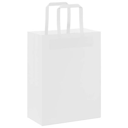 Хартиени торбички 250 бр с дръжки бели 21x11x28 см