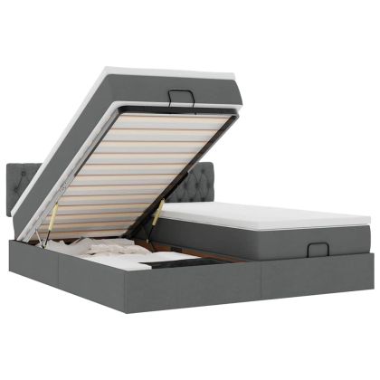 Османска легло с матраци, тъмносиво, 180x200 см, плат