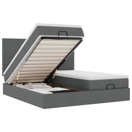 Османска легло с матраци, тъмносиво, 180x200 см, плат