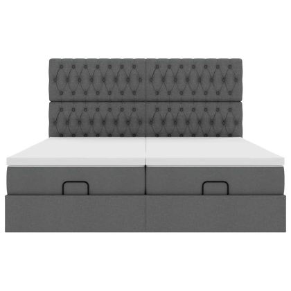 Османска легло с матраци, тъмносиво, 180x200 см, плат