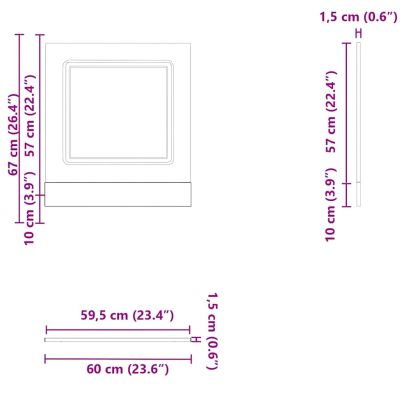 Панел за съдомиялна машина, Kalmar, опушен дъб, 60x1,5x57см, инженерно дърво