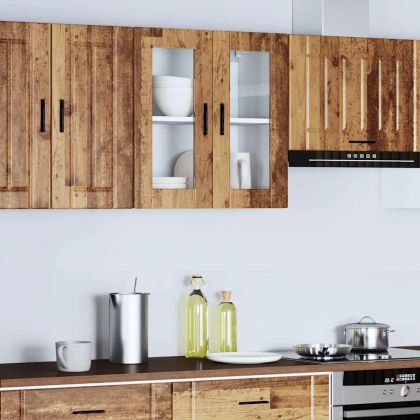 Кухненски стенен шкаф със стъклена врата Porto старо дърво