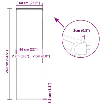 Ролетна щора за душ с касета 60x240 см Ширина на плата 56 см
