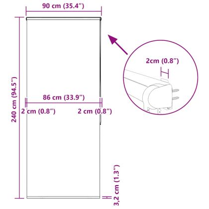 Ролетна щора за душ с касета 90x240 см Ширина на плата 86 см