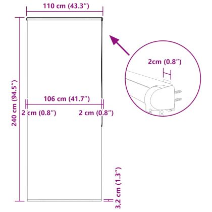 Ролетна щора за душ с касета 110x240 см Ширина на плата 106 см
