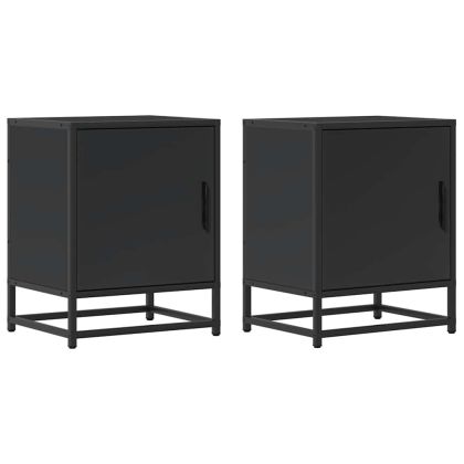 vidaXLL Нощно шкафче черно 40x31x50 cm Изработена дървесина и метал
