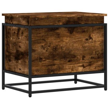 Кутия за съхранение, опушен дъб, 60x40x51,5 см, инженерно дърво