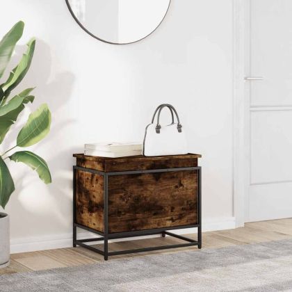 Кутия за съхранение, опушен дъб, 60x40x51,5 см, инженерно дърво