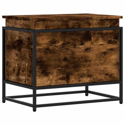 Кутия за съхранение, опушен дъб, 60x40x51,5 см, инженерно дърво