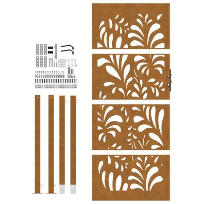 Градинска порта 100x200 см, устойчива на атмосферни влияния стомана, вълнообразен дизайн