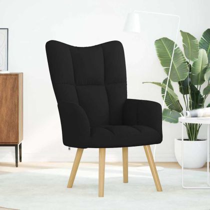 Релакс стол, черен, текстил