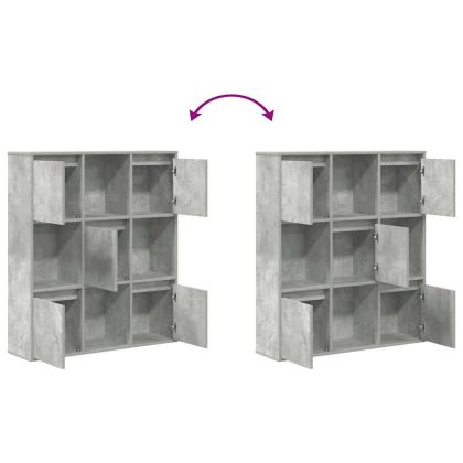 Библиотека, бетонно сива, 89x24x101,5 см, инженерно дърво