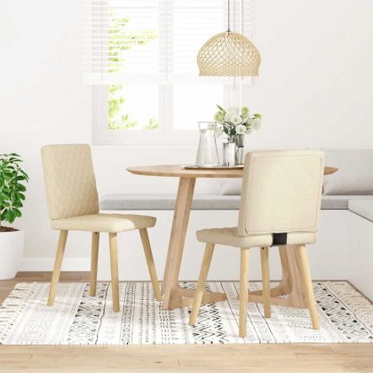 Трапезни столове, 2 бр, кремави, текстил