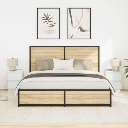 Нощни шкафчета с LED осветление 2 бр., бели 38x34x50 cm