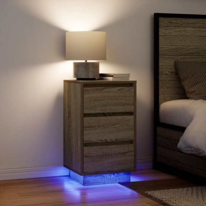 Нощен шкаф с LED осветление Дъб Сонома 38x34x65 cm