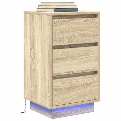 Нощен шкаф с LED осветление Дъб Сонома 38x34x65 cm