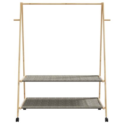 vidaXLL Стелаж за дрехи с рафтове и колела 132x45,5x155,5 cm Бамбук