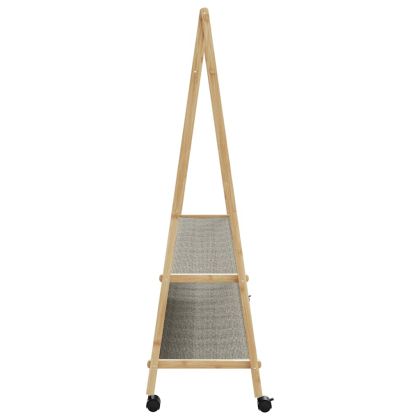 vidaXLL Стелаж за дрехи с рафтове и колела 132x45,5x155,5 cm Бамбук