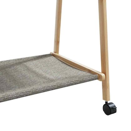 vidaXLL Стелаж за дрехи с рафтове и колела 132x45,5x155,5 cm Бамбук