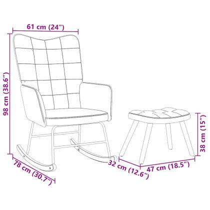 Люлеещ се стол с табуретка Кафяво кадифе