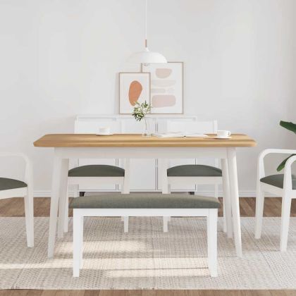 Пейка 90 cm Бяла масивна дървесина Гума