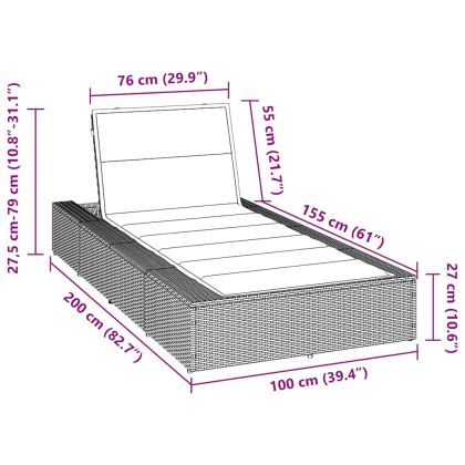 Шезлонг с плаваща възглавница Beige Poly Rattan