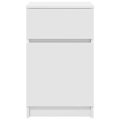 Нощни шкафчета, 2 бр, бели, 39x35x65 см, инженерно дърво