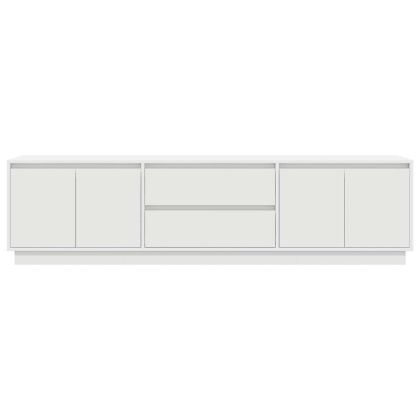 ТВ шкаф с LED осветление, бял, 193,5x41x50 см