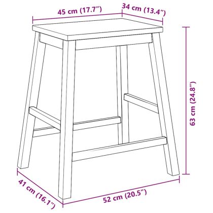Бар столове 2 бр Бяла масивна дървесина гума