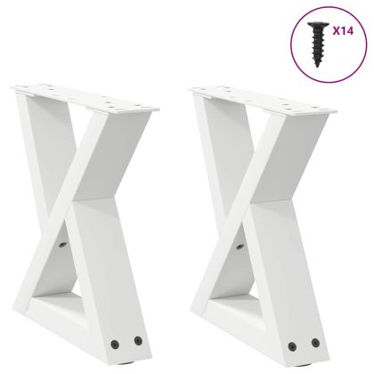 Крака за масичка за кафе, 2 бр., бели, 40 x (30-31,3) см, стомана
