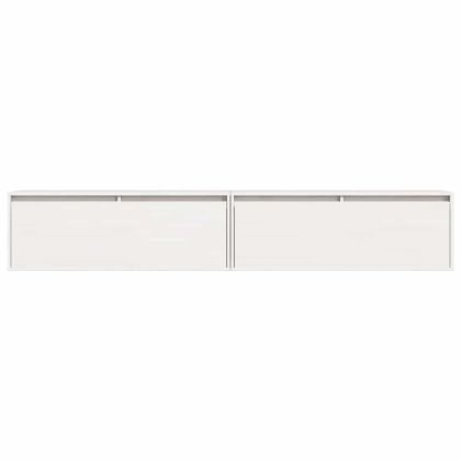 Стенни шкафове, 2 бр, бели, 100x30x35 см, бор масив