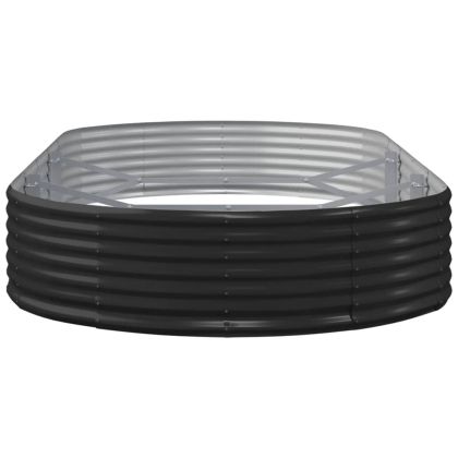 Повдигната градинска леха, поцинкована стомана, 296x140x36 см, антрацит